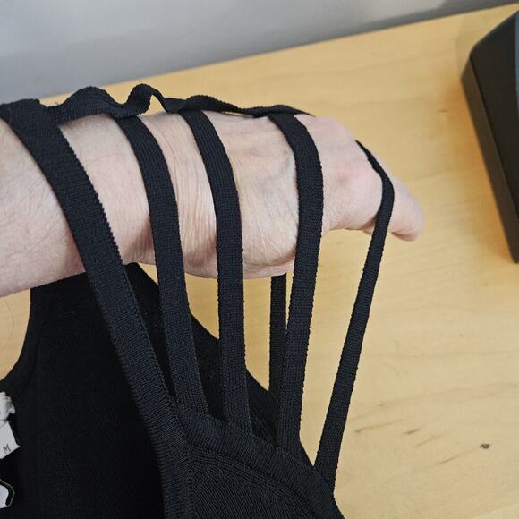 Boston Proper Sleeveless Strappy Shoulder Top Black Stretch Knit Sexy Size M LN - Picture 5 of 8